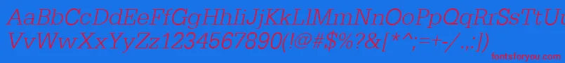 EgyptiennestdLightItalic Font – Red Fonts on Blue Background