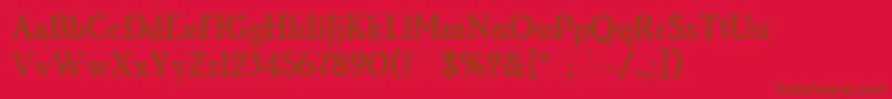 BrightonMediumPlain-Schriftart – Braune Schriften auf rotem Hintergrund