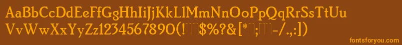 BrightonMediumPlain Font – Orange Fonts on Brown Background