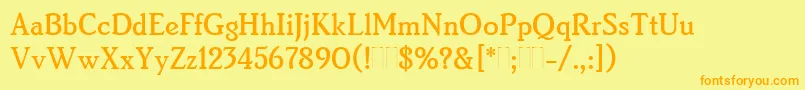 BrightonMediumPlain Font – Orange Fonts on Yellow Background