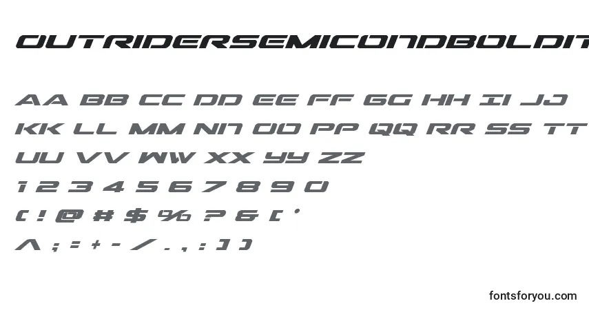 Schriftart Outridersemicondboldital – Alphabet, Zahlen, spezielle Symbole