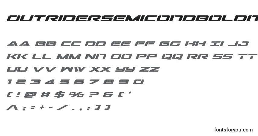 A fonte Outridersemicondboldital – alfabeto, números, caracteres especiais