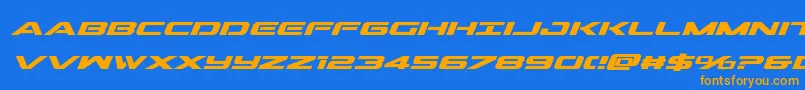 Outridersemicondboldital Font – Orange Fonts on Blue Background