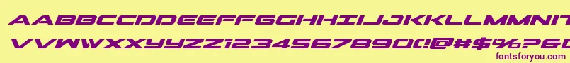 Outridersemicondboldital Font – Purple Fonts on Yellow Background