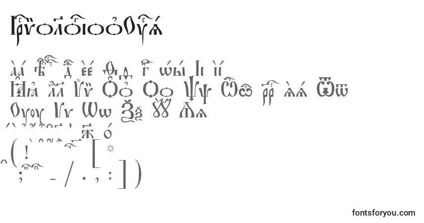 A fonte IrmologionUcs – alfabeto, números, caracteres especiais