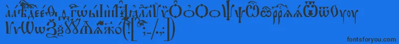 IrmologionUcs-Schriftart – Schwarze Schriften auf blauem Hintergrund