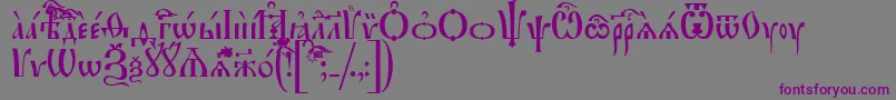 IrmologionUcs-Schriftart – Violette Schriften auf grauem Hintergrund