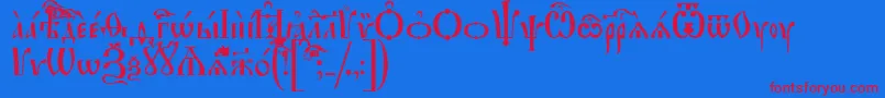 IrmologionUcs Font – Red Fonts on Blue Background