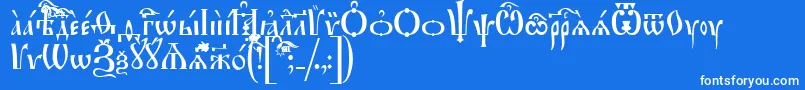 フォントIrmologionUcs – 青い背景に白い文字