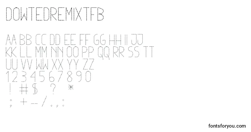 Schriftart DowtedRemixTfb – Alphabet, Zahlen, spezielle Symbole