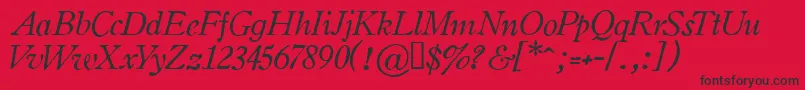Fonte OldstyleItalicHplhs – fontes pretas em um fundo vermelho
