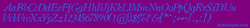 Шрифт OldstyleItalicHplhs – синие шрифты на фиолетовом фоне