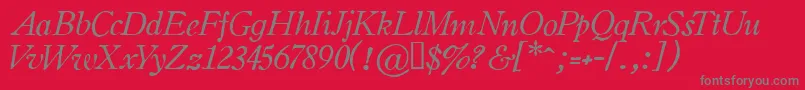 フォントOldstyleItalicHplhs – 赤い背景に灰色の文字