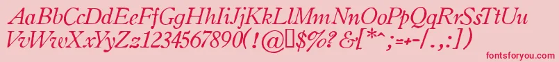 OldstyleItalicHplhs Font – Red Fonts on Pink Background
