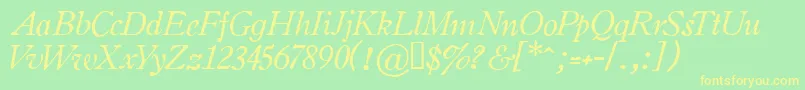 OldstyleItalicHplhs Font – Yellow Fonts on Green Background