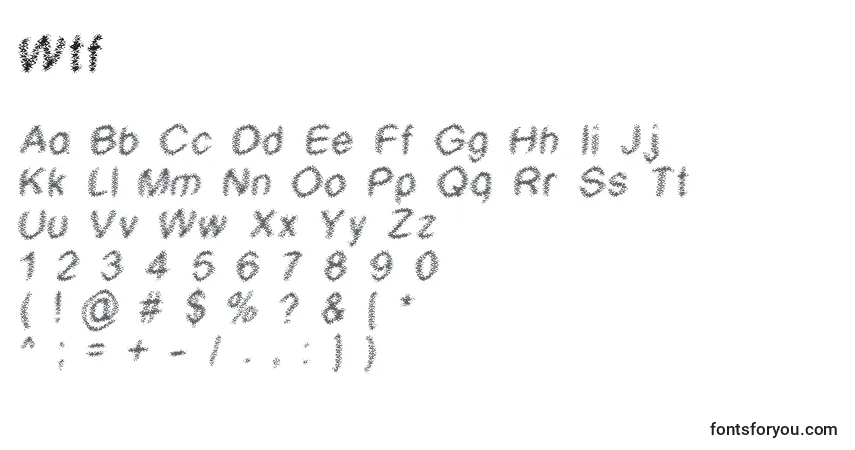 Czcionka Wtf – alfabet, cyfry, specjalne znaki