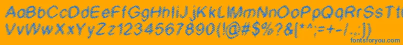 Wtf-Schriftart – Blaue Schriften auf orangefarbenem Hintergrund