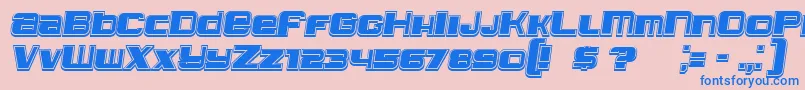 Leprosy3DfilledItalic-Schriftart – Blaue Schriften auf rosa Hintergrund