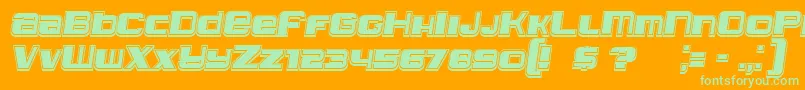 Leprosy3DfilledItalic-Schriftart – Grüne Schriften auf orangefarbenem Hintergrund