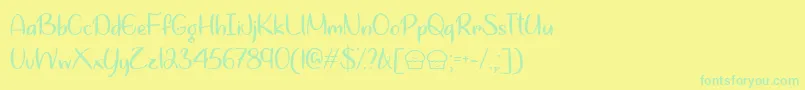 Fonte LetsBakeMuffinsTtf – fontes verdes em um fundo amarelo