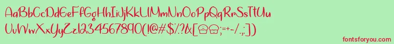 LetsBakeMuffinsTtf Font – Red Fonts on Green Background