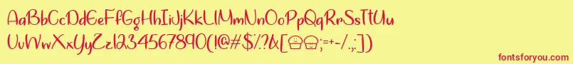 LetsBakeMuffinsTtf Font – Red Fonts on Yellow Background