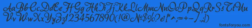 Akadora Font – Black Fonts on Blue Background