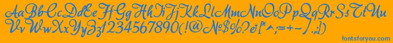 Akadora Font – Blue Fonts on Orange Background