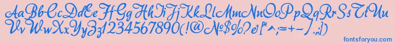 フォントAkadora – ピンクの背景に青い文字