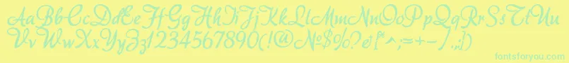 Akadora-Schriftart – Grüne Schriften auf gelbem Hintergrund