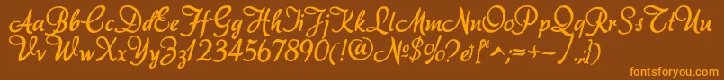 Fonte Akadora – fontes laranjas em um fundo marrom