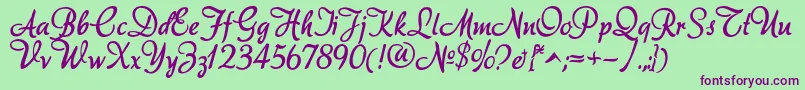 Akadora Font – Purple Fonts on Green Background