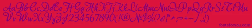 Akadora Font – Purple Fonts on Red Background