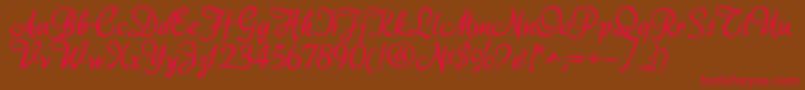 Akadora-Schriftart – Rote Schriften auf braunem Hintergrund