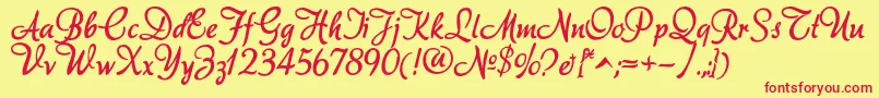 Akadora Font – Red Fonts on Yellow Background