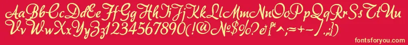 Akadora Font – Yellow Fonts on Red Background