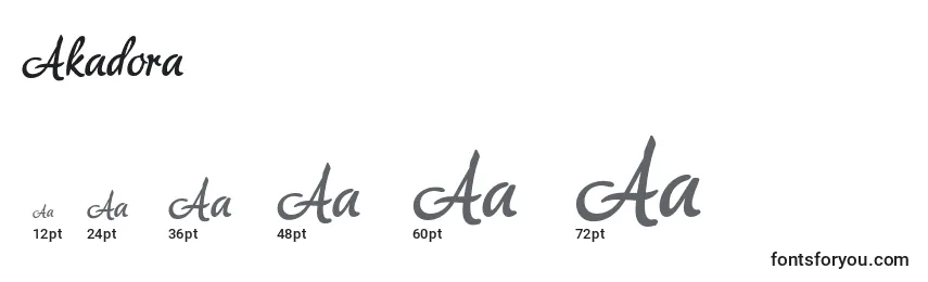 Größen der Schriftart Akadora (75753)