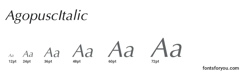 Размеры шрифта AgopuscItalic