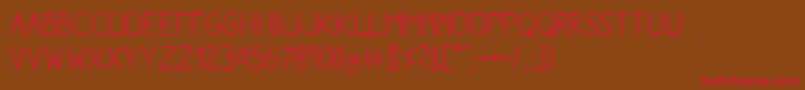 フォントAracneRegular – 赤い文字が茶色の背景にあります。