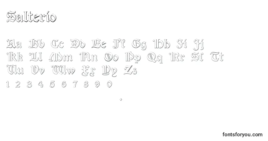 Schriftart Salterio – Alphabet, Zahlen, spezielle Symbole