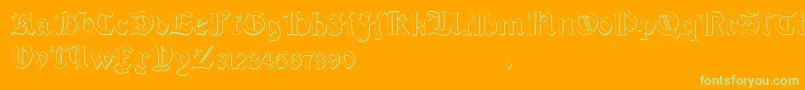 Salterio-Schriftart – Grüne Schriften auf orangefarbenem Hintergrund