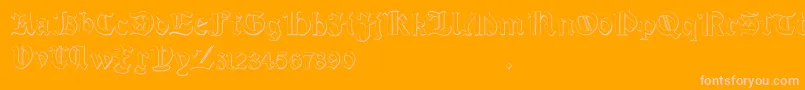 Salterio-Schriftart – Rosa Schriften auf orangefarbenem Hintergrund