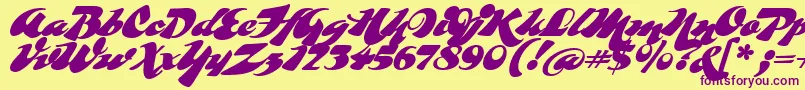 Whomp-fontti – violetit fontit keltaisella taustalla