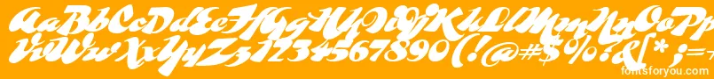 Whomp-Schriftart – Weiße Schriften auf orangefarbenem Hintergrund