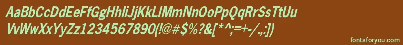 AbellCondensedBoldOblique-fontti – vihreät fontit ruskealla taustalla