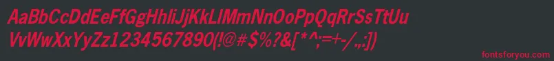 フォントAbellCondensedBoldOblique – 黒い背景に赤い文字