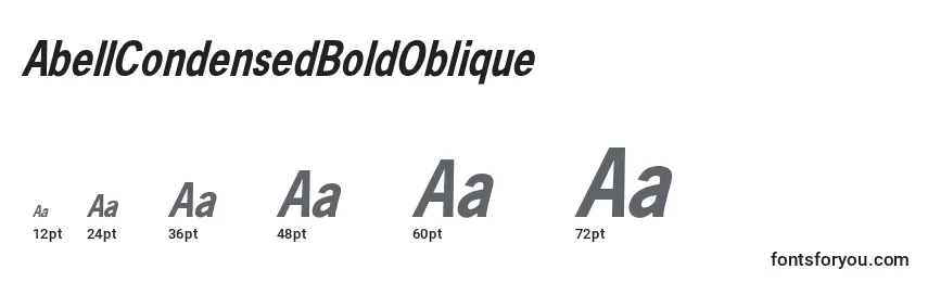 Размеры шрифта AbellCondensedBoldOblique