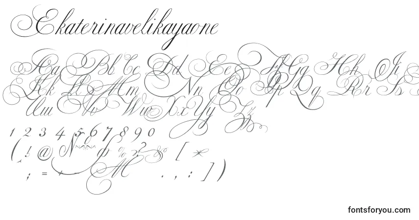 Ekaterinavelikayaone (75761)フォント–アルファベット、数字、特殊文字