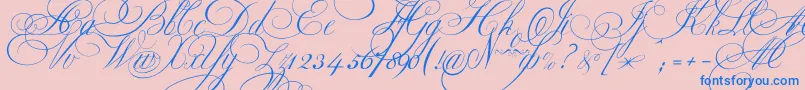 Ekaterinavelikayaone-Schriftart – Blaue Schriften auf rosa Hintergrund