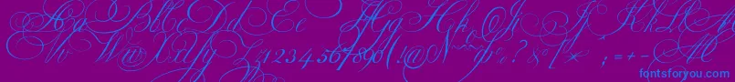 Ekaterinavelikayaone-Schriftart – Blaue Schriften auf violettem Hintergrund